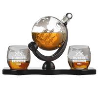 Coffret cadeau personnalisé pour whisky, comprenant un globe-carafe