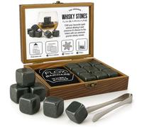 Coffret Cadeau Pierres à Whisky dans Coffret élégant en Bois, Comprenant 9 Pierres de Refroidissement en Granit, Une Pince à Glace et Une Pochette de Rangement Le Cadeau Ultime pour Le Whisky