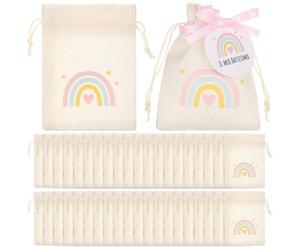 Coffret cadeau pour baptême, comprenant 40 articles : sacs, cartes et rubans