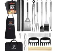 Coffret cadeau pour la fête des pères - Ustensiles de barbecue en acier inoxydable - Accessoires de barbecue pour hommes - Ustensiles de barbecue raffinés - Kit de barbecue jetable pour le camping et