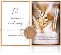 Coffret cadeau pour mariage comprenant une boîte cadeau en papier kraft, des cartes et des fleurs séchées
