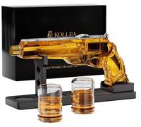 Coffret cadeau pour whisky comprenant une carafe et 2 verres, fabrication artisanale, socle en bois, carafe de 230 ml, verres de 60 ml