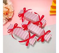 Coffret cadeau rayé, comprenant 10 boîtes en papier rayé et 20 rubans rouges, convient pour les bonbons, les fêtes, les mariages, les vacances, Noël et Thanksgiving. (10 pièces)