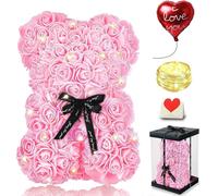 Coffret cadeau Rosenbär, 25 cm, rose, comprenant une boîte cadeau et une carte de vœux