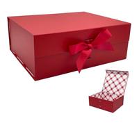 Coffret cadeau rouge Tekhoho grand format (33,5 x 27 x 12,5 cm), coffret cadeau haut de gamme avec couvercle magnétique et ruban.
