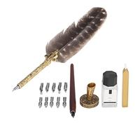 Coffret cadeau stylo plume vintage, rétro européen avec 10 plumes remplaçables en acier inoxydable, pour dessin, signatures et lettrage à la main, encre non incluse (SP275019T fleur de dinde)