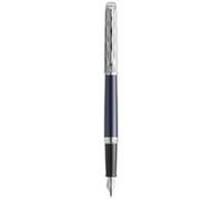 Waterman Hémisphère Stylo plume | Laqué gris métallique et bleu | Capuchon biseauté | Plume moyenne en acier inoxydable | Encre bleue | Écrin