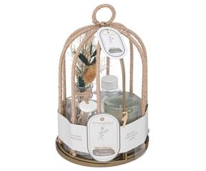 Coffret Cage en métal Diffuseur de Parfum Fleur de Jasmin avec bâtonnets et Bougie - Atmosphera