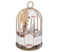 Coffret Cage en métal Diffuseur de Parfum Fleur de Lin avec bâtonnets et Bougie - Atmosphera