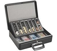 Coffret caisse business avec monnayeur et compartiments billets - noir -