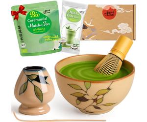 Coffret cérémonie du thé matcha "Bamboo" avec bol, fouet, support et poudre de matcha + latte coco – ensemble japonais pour débutants