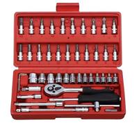 Coffret cliquet universel Jeu Clés À Douille En Acier Au Chrome Vanadium Outil Réparation Automobile Moto Couple À Cliquet Boîte À Outils Mécaniques Combinée 46 Pièces
