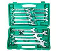 Coffret cliquet universel Jeu De 14 Clés Mixtes Mécaniques Métriques Et Standard À Double Usage Boîte De Rangement Compacte