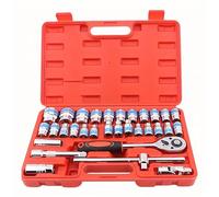 Coffret cliquet universel Jeu D'outils Mécaniques Et Jeu De Douilles 32 Pièces Entraînement 1/2 Pouces Douilles Profondes Et Standard Jeu De Clés À Cliquet Kits D'outils Mécaniques