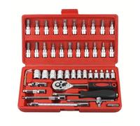 Coffret cliquet universel Kit D'outils Réparation Automobile ynamométrique À Cliquet Jeu De Douilles Tournevis Kit D'outils Combinés Outil De Réparation Automobile 46 Pièces