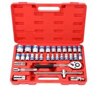 Coffret cliquet universel Kits D'outils Mécaniques La Réparation 32 Pièces Entraînement 1/2 Pouces Douilles Profondes Et Standard Jeu Clés À Cliquet Bricolage Et La Maison