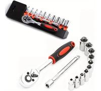 Coffret cliquet universel Xiaofei 1/4 - Ensemble D'outils Réparation Automobile Ensemble Complet Boîte À Outils ouille Combinée Kit Bricolage Pour Maison Et Voiture 12 Pièces