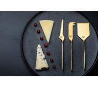 Coffret Couteaux Fromage et Beurre, Acier Inoxydable, 6 Pièces, Doré