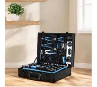 Coffret d’outils combiné 247 pièces en acier carbone, finition bleue - 40x30x140 cm, outillage complet pour maintenance machine et