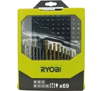 Coffret d'Accessoires Mixtes RYOBI 69 pièces, Forets Bois Béton Métal, 43 Embouts 25 mm, RAK69MIX