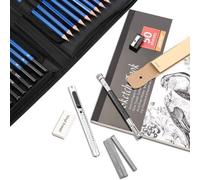 Coffret d'artiste 41 pièces, 5H-8B, avec bloc à dessin et trousse