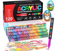 Coffret de 120 marqueurs à peinture acrylique avec pointe flexible, largeur de trait de 1 à 5 mm, à base d'eau