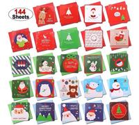 Coffret de 144 cartes de vœux de Noël avec des motifs floraux – 24 designs uniques – comprenant des enveloppes – 6,9 x 6,9 cm – Coffret de cartes de vœux de Noël