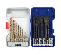 Coffret de 15 forets bois Tivoly Technic (9 forets bois HSS speed point Ø 2 à 10 mm + 6 mèches bois plates Ø 14 à 24 mm)