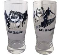 Coffret de 2 verres à bière - All Blacks - En verre - H. 16 cm - D. 6.5 cm - Compatible lave-vaisselle