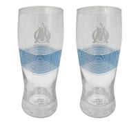 Coffret de 2 verres à Bière - OM - Verre - 30 cl - Hauteur 16 cm - Diamètre 6.5 cm