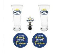 Coffret de 2 Verres à Pastis, 2 dessous de verre et bec verseur JAUNE G