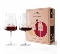 Coffret de 2 verres à vin topographic tofane & tre cime di lavaredo