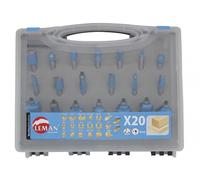 Coffret 20 meches de défonceuse carbure assorties Queue 8mm Leman