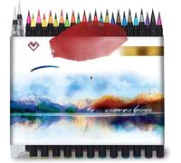 Coffret de 24 crayons aquarellables avec 2 stylos à eau pour la calligraphie