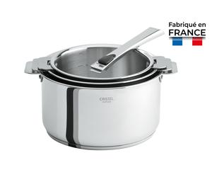 Coffret de 3 Casseroles 16 à 20 cm avec 1 Poignée Inox CASTELINE AMOVIBLE