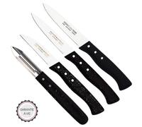 Coffret Cuisine - Expert Affidenté® - Éplucheur 2 Tranchants + 3 Couteaux Office (6,5 cm, 8 cm, 9 cm) - Technologie Affidenté® 4 dents/mm - Lame Inox Sans Aiguisage - Fabriqué en France - 00087V