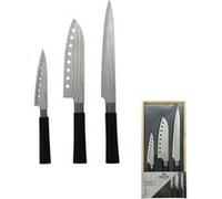 Coffret de 3 couteaux style Japonais en acier Santoku, Gyuto et Honesuki Gris,Noir