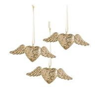 Coffret de 3 cœurs ex-voto pailletés dorés en Verre