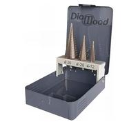 Coffret de 3 Forets HSS Étagés D.4-12/ 4-20/ 4-30 mm x Q. Cylindrique - Outil de Perçage et Durable pour Métal - Diamwood