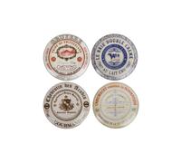Coffret de 4 assiettes à dessert décorées étiquettes de fromage Gourmet Cheese
