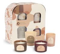 Coffret de 4 bougies parfumées figue pivoine brume des bois et bois épicé collection ELEMENT marron