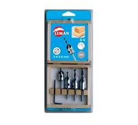 Coffret de 4 forets hélicoïdaux avec fraisoirs bois PER.00203.04 LEMAN 203.500.04