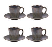 Table Passion Lot de 4 tasses à café Liv 22 cl avec sous-tasses en porcelaine bleue