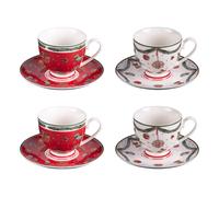 Table Passion Coffret 4 tasses et sous-tasses à thé Bells 18 cl Porcelaine Multicolore
