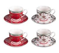 Table Passion Coffret 4 tasses et sous-tasses à thé Bells 18 cl Porcelaine Multicolore