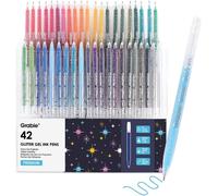Coffret de 42 stylos gel pailletés avec encre de 1,0 mm, disponibles en différentes couleurs