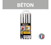 Coffret de 5 forets béton 4GA SDS-Plus L160mm Ø6-8-10-12mm DIAGER