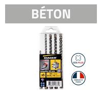 Coffret de 5 forets béton Booster-Plus SDS-Plus L110-160mm Ø5-6-8-10mm DIAGER