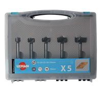 Coffret de 5 mèches à façonner à fond plat LEMAN HM D. 15,20,25,30,35 mm Q. 10 mm - 100.700.05