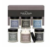 Coffret de 6 bougies parfumées, 6 × 100 g en mélange de cire de soja, senteurs fraîches et boisées, cadeau homme et femme
